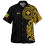 Hawaii Kanaka Maoli Hawaiian Shirt - Custom Polynesian Half Sleeve Gold Tattoo With Kahili Black