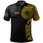 Cook Islands Polo Shirt Custom Polynesian Half Sleeve Gold Tattoo With Seal Black