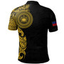 Samoa Polo Shirt Custom Polynesian Half Sleeve Gold Tattoo With Seal Black