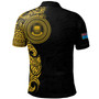 Tuvalu Polo Shirt Custom Polynesian Half Sleeve Gold Tattoo With Seal Black