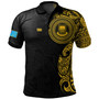 Tuvalu Polo Shirt Custom Polynesian Half Sleeve Gold Tattoo With Seal Black