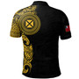 Wallis And Futuna Polo Shirt Custom Polynesian Half Sleeve Gold Tattoo With Seal Black