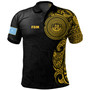 Federated States Of Micronesia Polo Shirt Custom Polynesian Half Sleeve Gold Tattoo With Seal Black