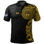 Marshall Islands Polo Shirt Custom Polynesian Half Sleeve Gold Tattoo With Seal Black