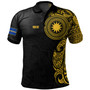 Nauru Polo Shirt Custom Polynesian Half Sleeve Gold Tattoo With Seal Black