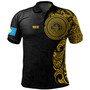 Palau Polo Shirt Custom Polynesian Half Sleeve Gold Tattoo With Seal Black