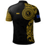Chuuk State Polo Shirt Custom Polynesian Half Sleeve Gold Tattoo With Seal Black