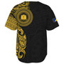 Tokelau Baseball Shirt Custom Polynesian Half Sleeve Gold Tattoo With Seal Black