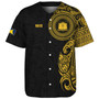Tokelau Baseball Shirt Custom Polynesian Half Sleeve Gold Tattoo With Seal Black