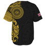 Hawaii Baseball Shirt Custom Polynesian Half Sleeve Gold Tattoo With Seal Black