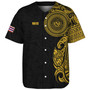 Hawaii Baseball Shirt Custom Polynesian Half Sleeve Gold Tattoo With Seal Black