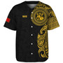 Tonga Baseball Shirt Custom Polynesian Half Sleeve Gold Tattoo With Seal Black