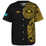 Tuvalu Baseball Shirt Custom Polynesian Half Sleeve Gold Tattoo With Seal Black