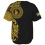 New Caledonia Baseball Shirt Custom Polynesian Half Sleeve Gold Tattoo With Seal Black