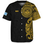 Federated States Of Micronesia Baseball Shirt Custom Polynesian Half Sleeve Gold Tattoo With Seal Black