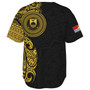 Kiribati Baseball Shirt Custom Polynesian Half Sleeve Gold Tattoo With Seal Black