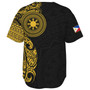 Philippines Filipinos Baseball Shirt Custom Polynesian Half Sleeve Gold Tattoo With Seal Black