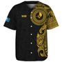 Yap State Baseball Shirt Custom Polynesian Half Sleeve Gold Tattoo With Seal Black