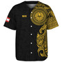 French Polynesia Baseball Shirt Custom Polynesian Half Sleeve Gold Tattoo With Seal Black
