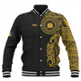 Tokelau Baseball Jacket Custom Polynesian Half Sleeve Gold Tattoo With Seal Black