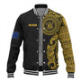 New Zealand Baseball Jacket Custom Polynesian Half Sleeve Gold Tattoo With Seal Black