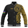 New Caledonia Baseball Jacket Custom Polynesian Half Sleeve Gold Tattoo With Seal Black