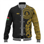 Vanuatu Baseball Jacket Custom Polynesian Half Sleeve Gold Tattoo With Seal Black