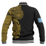 Federated States Of Micronesia Baseball Jacket Custom Polynesian Half Sleeve Gold Tattoo With Seal Black