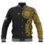 Tahiti Baseball Jacket Custom Polynesian Half Sleeve Gold Tattoo With Seal Black