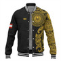 Tahiti Baseball Jacket Custom Polynesian Half Sleeve Gold Tattoo With Seal Black