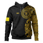 Niue Hoodie Custom Polynesian Half Sleeve Gold Tattoo With Seal Black