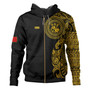 Tonga Hoodie Custom Polynesian Half Sleeve Gold Tattoo With Seal Black