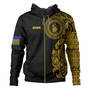 New Caledonia Hoodie Custom Polynesian Half Sleeve Gold Tattoo With Seal Black