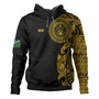 Solomon Islands Hoodie Custom Polynesian Half Sleeve Gold Tattoo With Seal Black