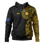 Nauru Hoodie Custom Polynesian Half Sleeve Gold Tattoo With Seal Black