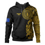 Northern Mariana Islands Hoodie Custom Polynesian Half Sleeve Gold Tattoo With Seal Black