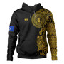 Northern Mariana Islands Hoodie Custom Polynesian Half Sleeve Gold Tattoo With Seal Black