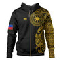 Philippines Filipinos Hoodie Custom Polynesian Half Sleeve Gold Tattoo With Seal Black