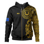 Pohnpei State Hoodie Custom Polynesian Half Sleeve Gold Tattoo With Seal Black