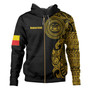 Marquesas Islands Hoodie Custom Polynesian Half Sleeve Gold Tattoo With Seal Black