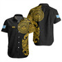 Federated States Of Micronesia Short Sleeve Shirt Custom Polynesian Half Sleeve Gold Tattoo With Seal Black