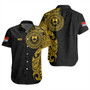 Kiribati Short Sleeve Shirt Custom Polynesian Half Sleeve Gold Tattoo With Seal Black