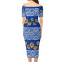 Samoa Short Sleeve Off The Shoulder Lady Dress Tapa Flower Fabric Print