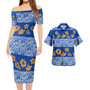 Samoa Combo Short Sleeve Dress And Shirt Tapa Flower Fabric Print