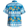 Fiji Combo Off Shoulder Long Dress And Shirt Tapa Flower Fabric Print