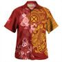 Wallis And Futuna Combo Off Shoulder Long Dress And Shirt Polynesian Tropical Plumeria Tribal Red