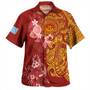 Federated States Of Micronesia Combo Puletasi And Shirt Polynesian Tropical Plumeria Tribal Red