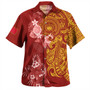 Samoa Combo Short Sleeve Dress And Shirt Polynesian Tropical Plumeria Tribal Red