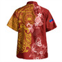 Samoa Combo Short Sleeve Dress And Shirt Polynesian Tropical Plumeria Tribal Red