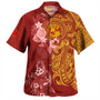 Tonga Combo Short Sleeve Dress And Shirt Polynesian Tropical Plumeria Tribal Red